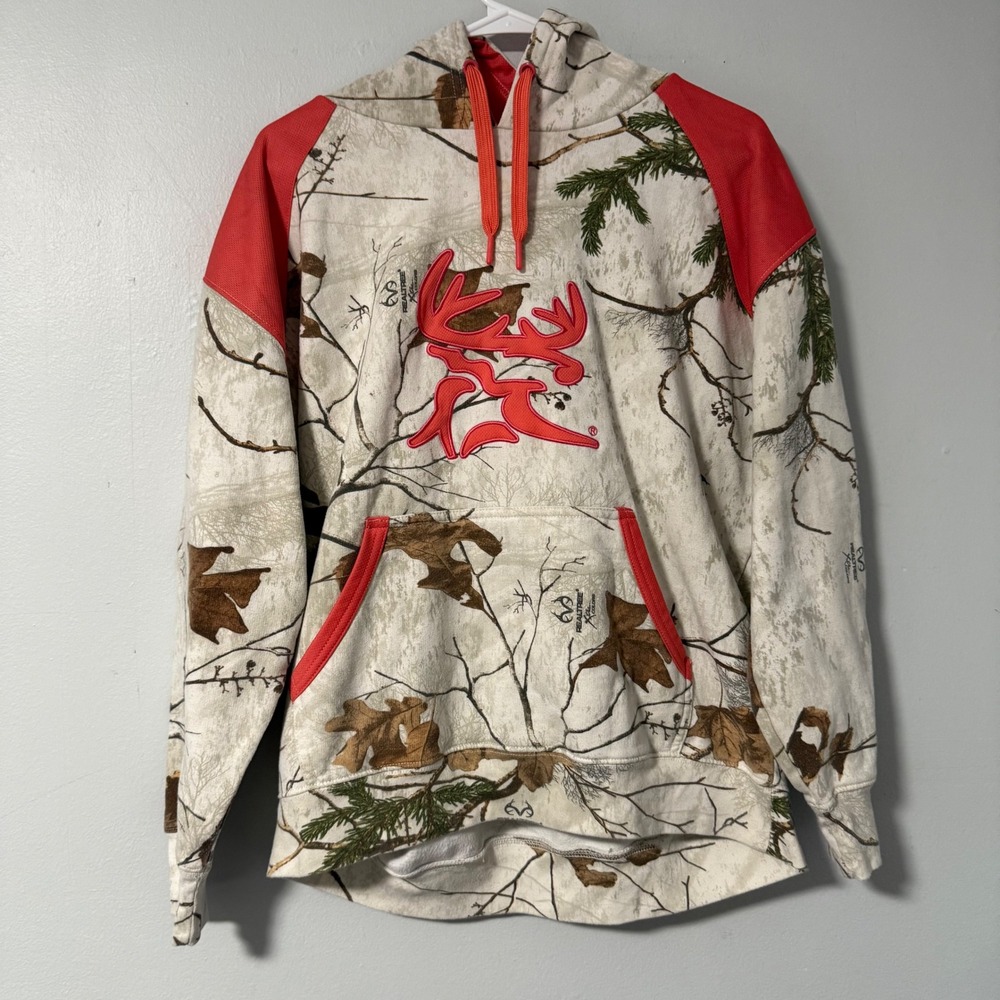 Women's Realtree Camo Hoodie Pink Antler Logo Fleece Lined Pullover Sweatshirt